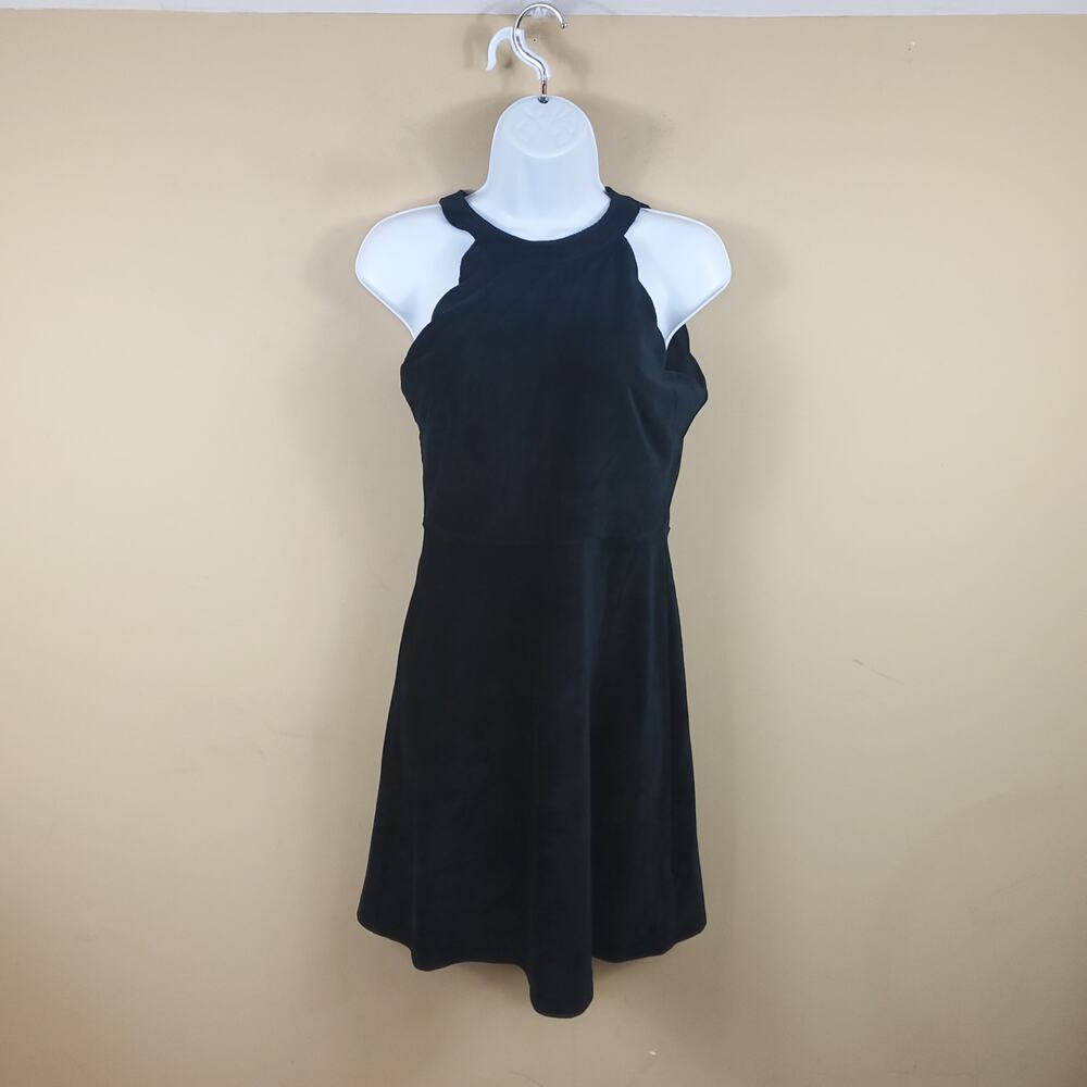 Altar'd State Black Ribbed Velvet Halter Dress Size M